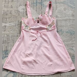 For love & Lemons x VS Pink Pastel Rose slip dress. Size M.